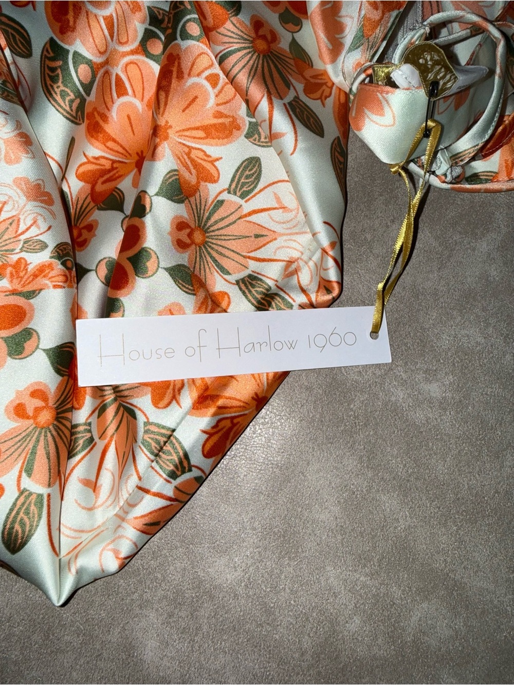 NWT House of Harlow 1960 Cheyna Floral Cutout Maxi Dress Orange L - Picture 4 of 8